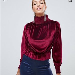 Velvet high neck top